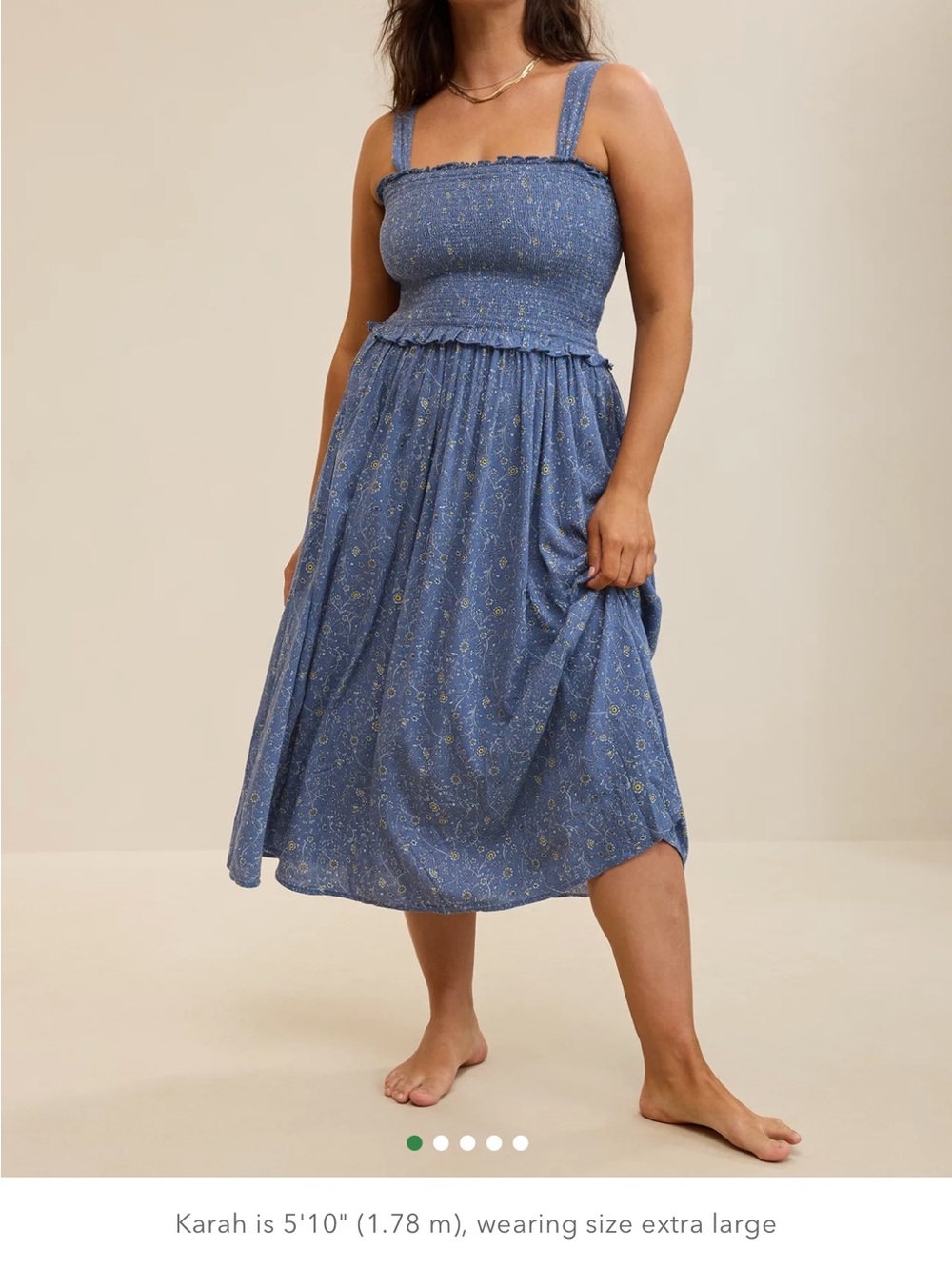 Aerie At The Barre Blue Smocked Midi Dress Large